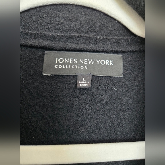 Jones New York Black Leather Panel Women's Wool Blazer | Large - Picture 3 of 5